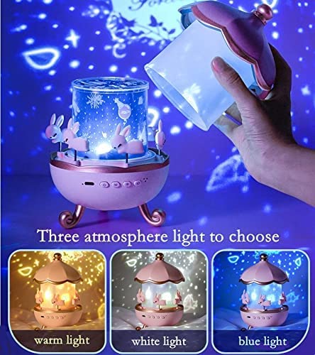 Bunny’s Carousel Musical Night Lamp – Rotating LED Light & Cute Bunny Decor