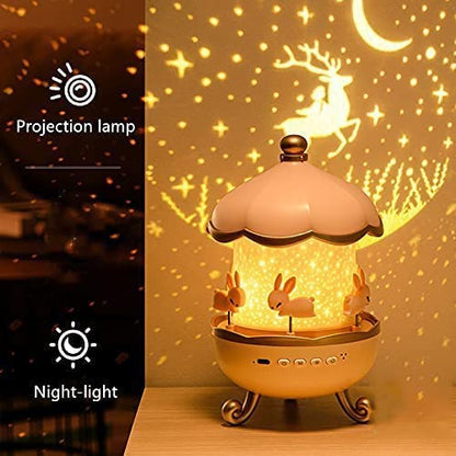 Bunny’s Carousel Musical Night Lamp – Rotating LED Light & Cute Bunny Decor