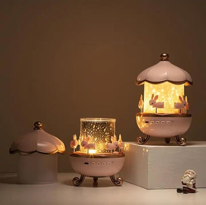 Bunny’s Carousel Musical Night Lamp – Rotating LED Light & Cute Bunny Decor