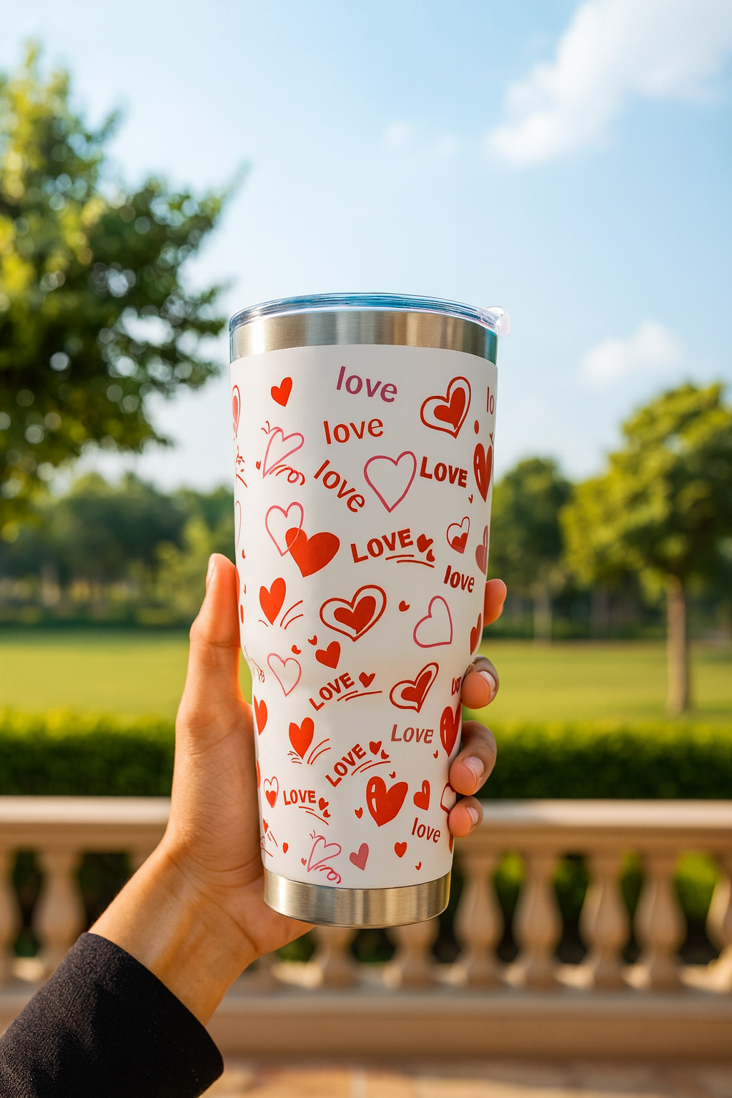 Love Print Stainless Steel Travel Tumbler