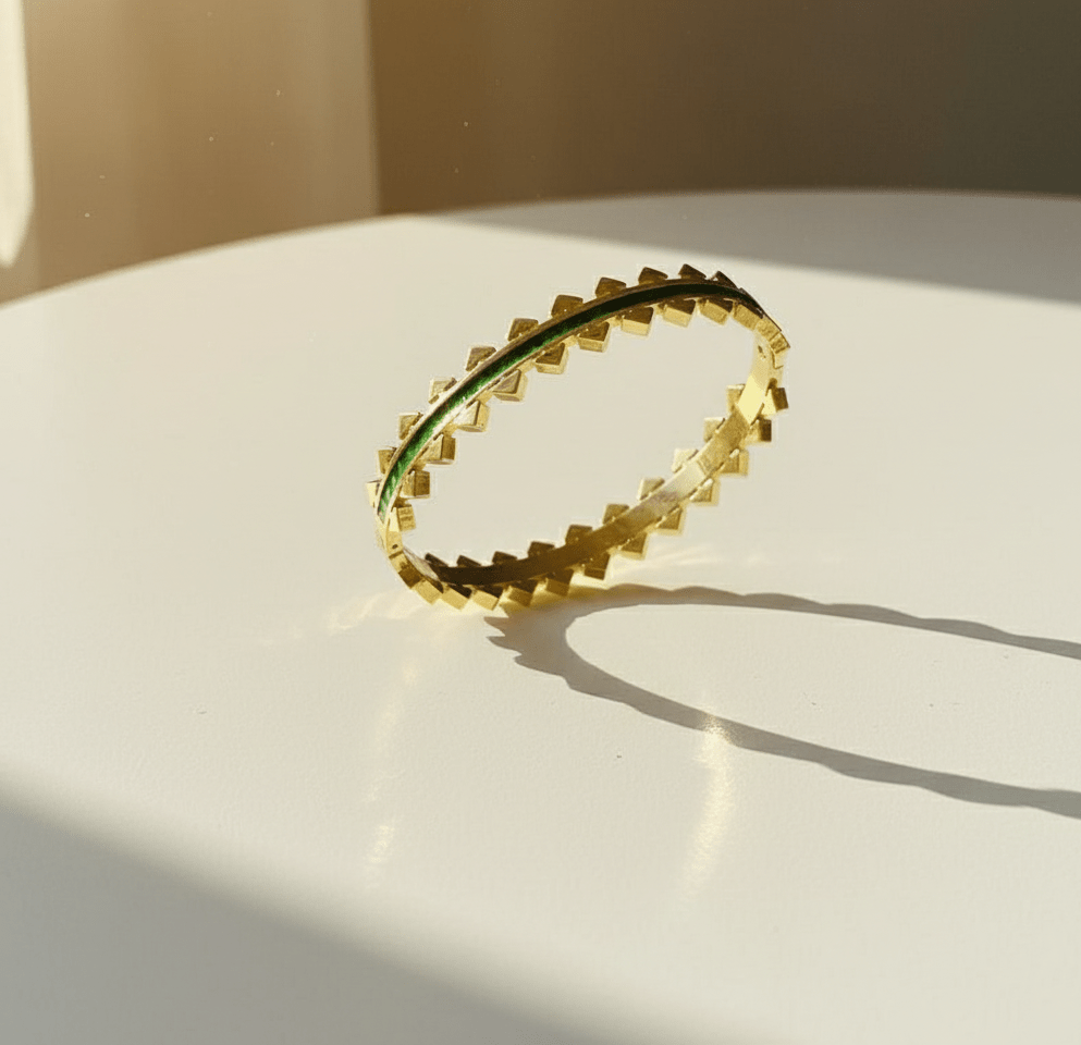 Emerald Edge Spike Bangle
