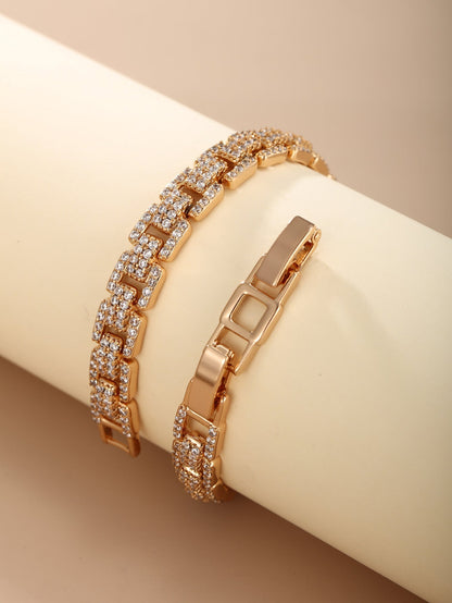European And American Metallic Light Luxury Inlaid Zirconium Bracelet Personality Simple
