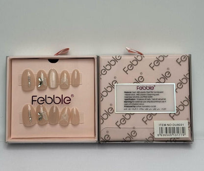 Febble - Crystal Leaf Nude Press-On Nails (Original)