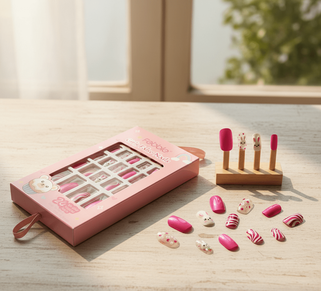 Febble - Kids Pink Bunny False Nails (Original)