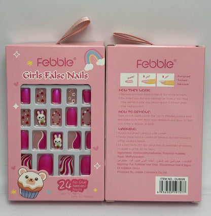 Febble - Kids Pink Bunny False Nails (Original)
