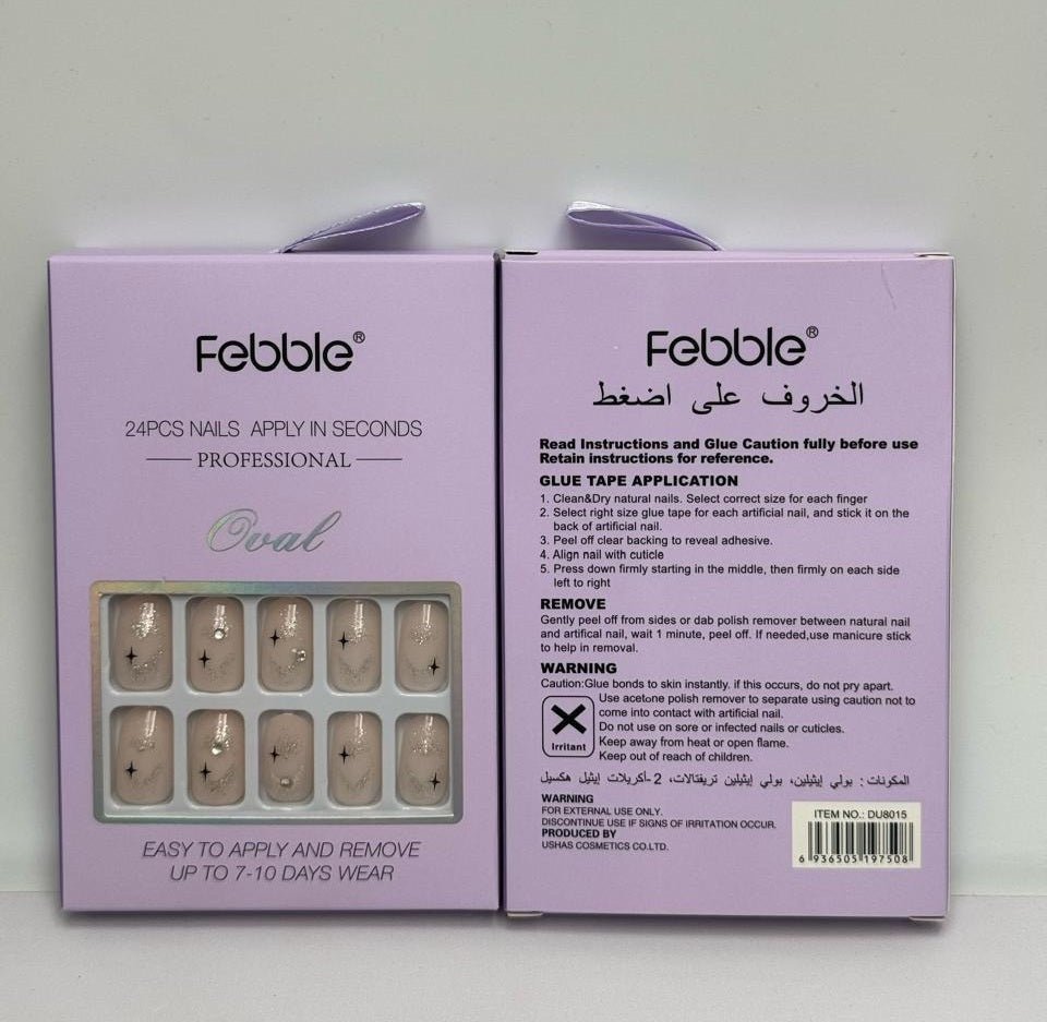 Febble - Oval Soft Nude Sparkle Press-On Nails (Original)