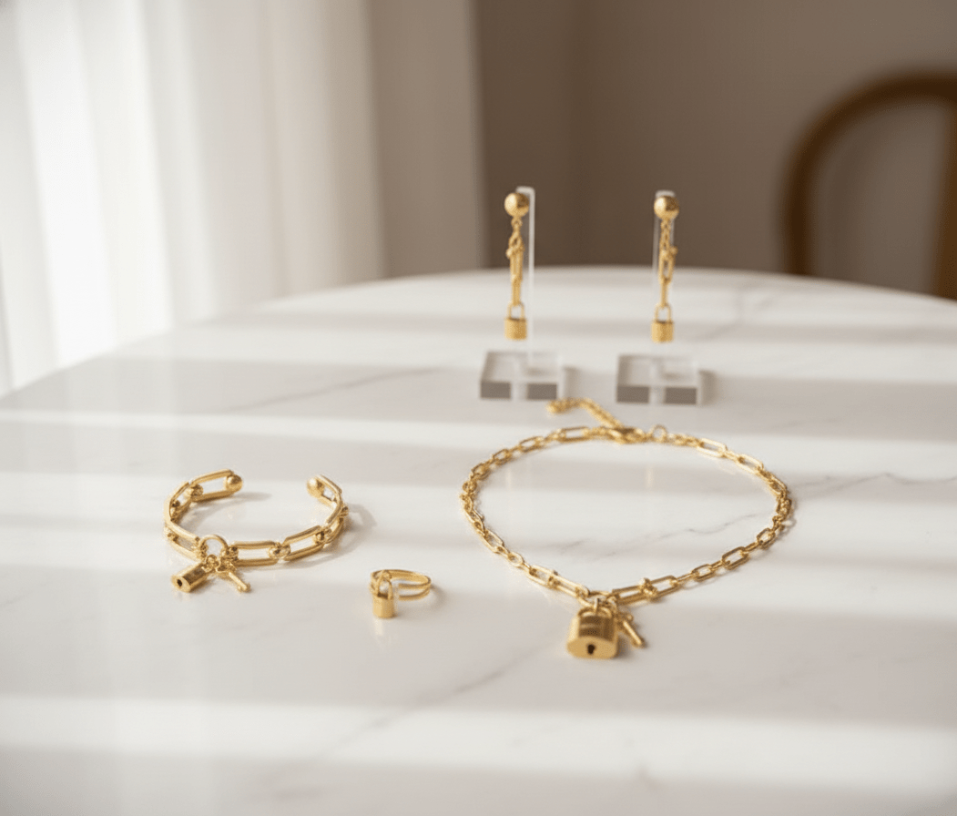 Padlock & Key Chain Jewelry Set