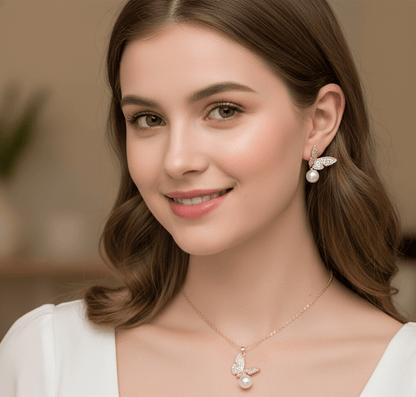 Pearl Sparkle Butterfly Jewelry Set