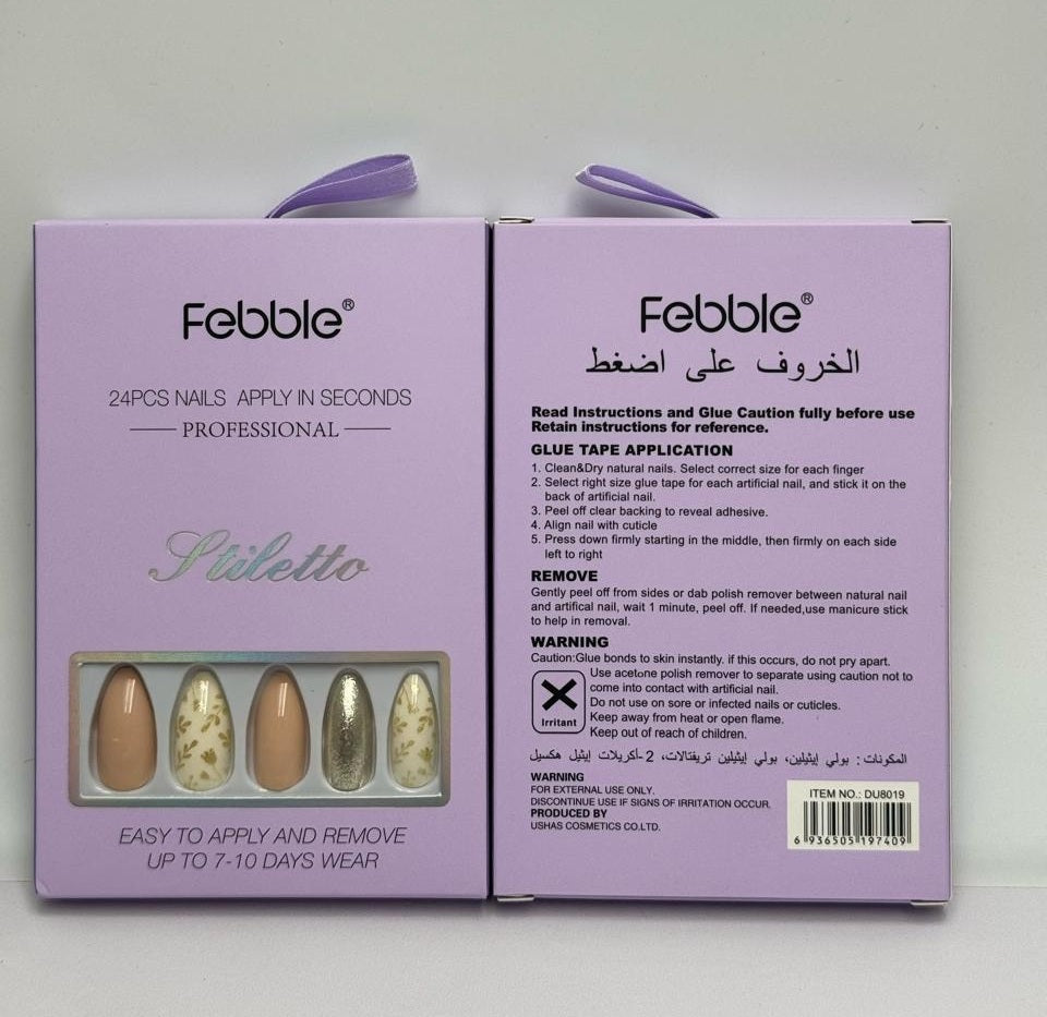 Febble - Soft Lavender & Silver Glitter Press-On Nails (Original)