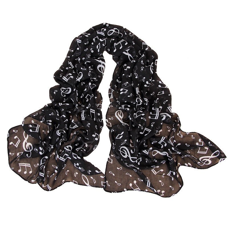 Women's Fashion Casual Note Print Chiffon Silk Scarf
