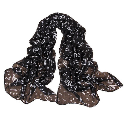 Women's Fashion Casual Note Print Chiffon Silk Scarf