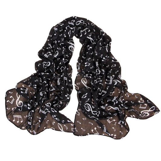 Women's Fashion Casual Note Print Chiffon Silk Scarf